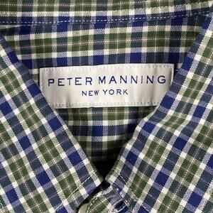 Peter Manning New York Button Down Shirt Men's 4X Medium Green Blue Plaid